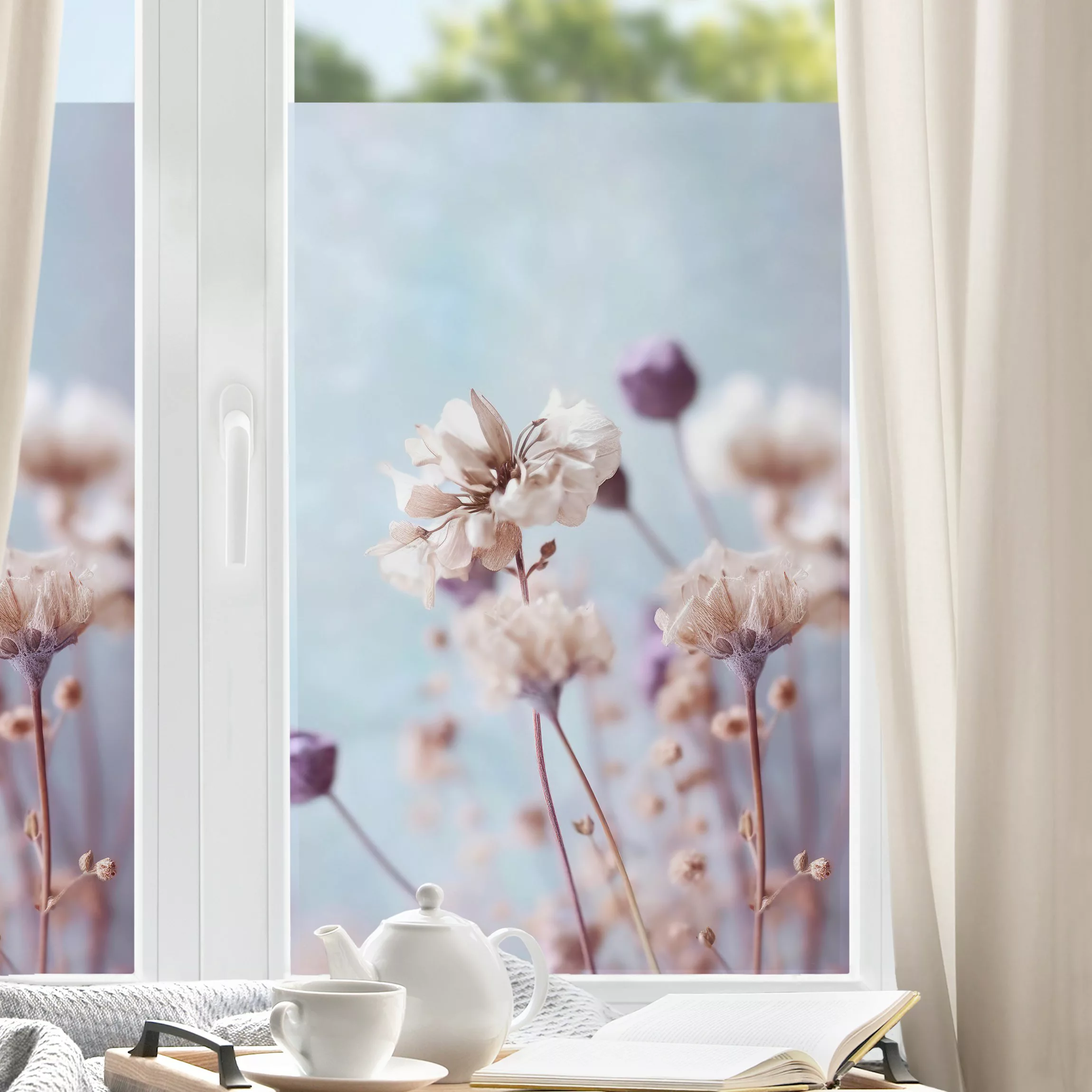 Fensterfolie Trockenblumen Nahaufnahme günstig online kaufen