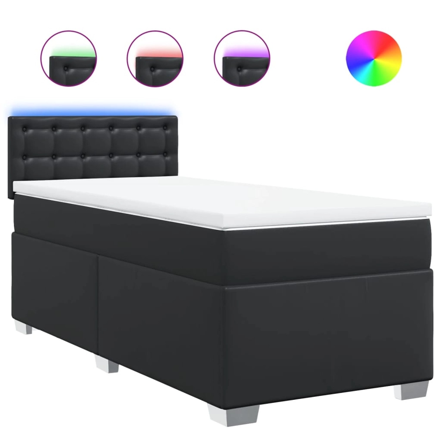 vidaXL Boxspringbett mit Matratze Schwarz 90x190 cm Kunstleder2104025 günstig online kaufen