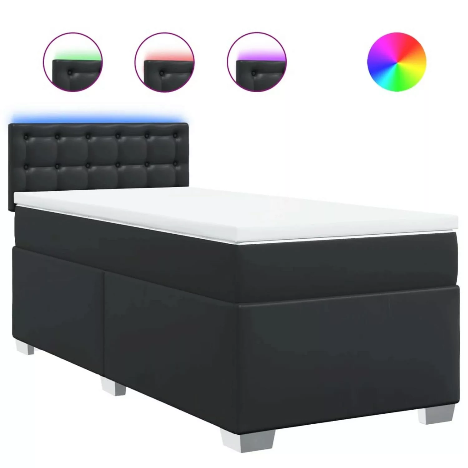 vidaXL Boxspringbett mit Matratze Schwarz 90x190 cm Kunstleder2104025 günstig online kaufen