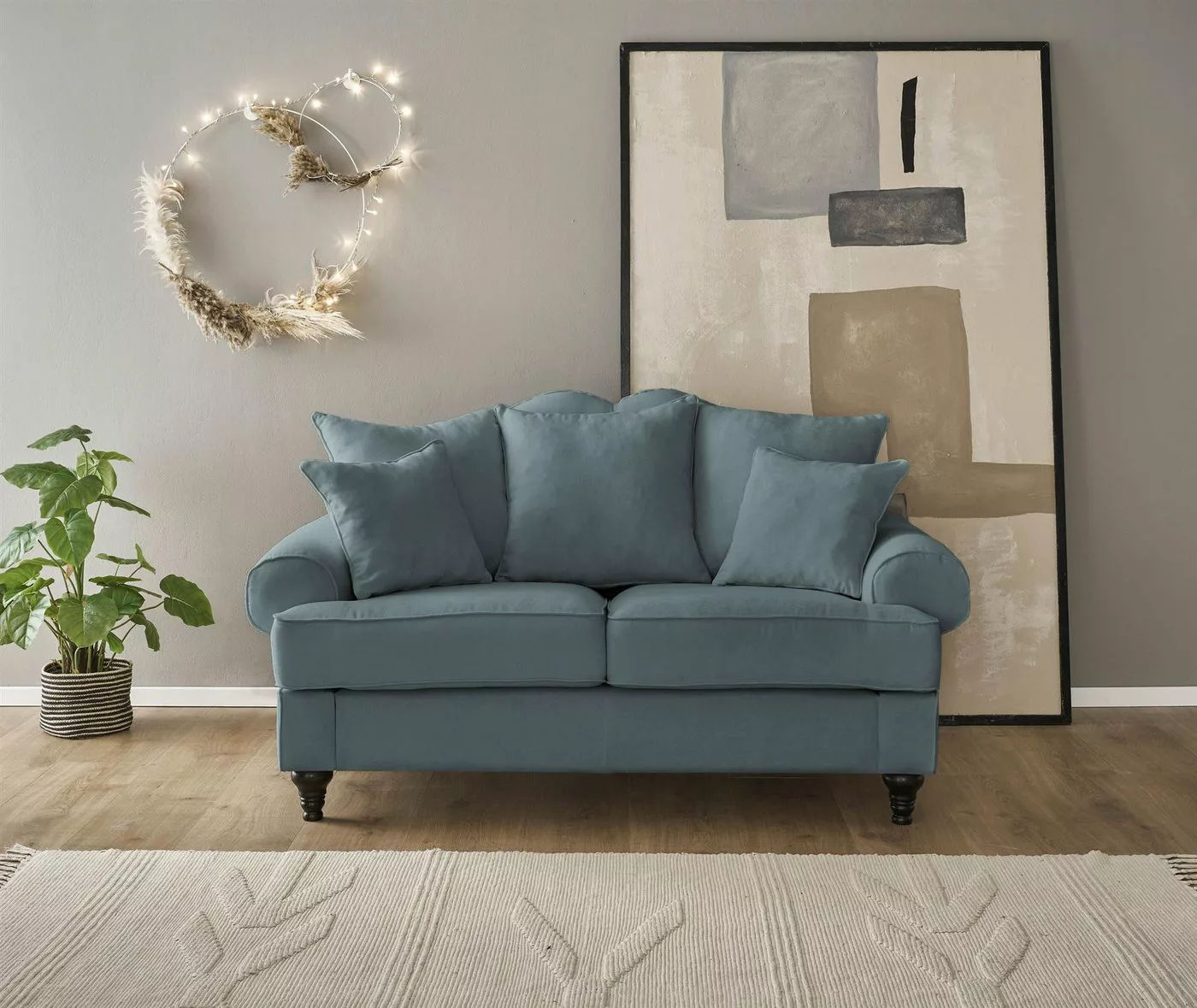 Design-Wohngalerie Sofa Couch Carmen 2 Sitzer - Mikrofaserstoff Anthrazit günstig online kaufen