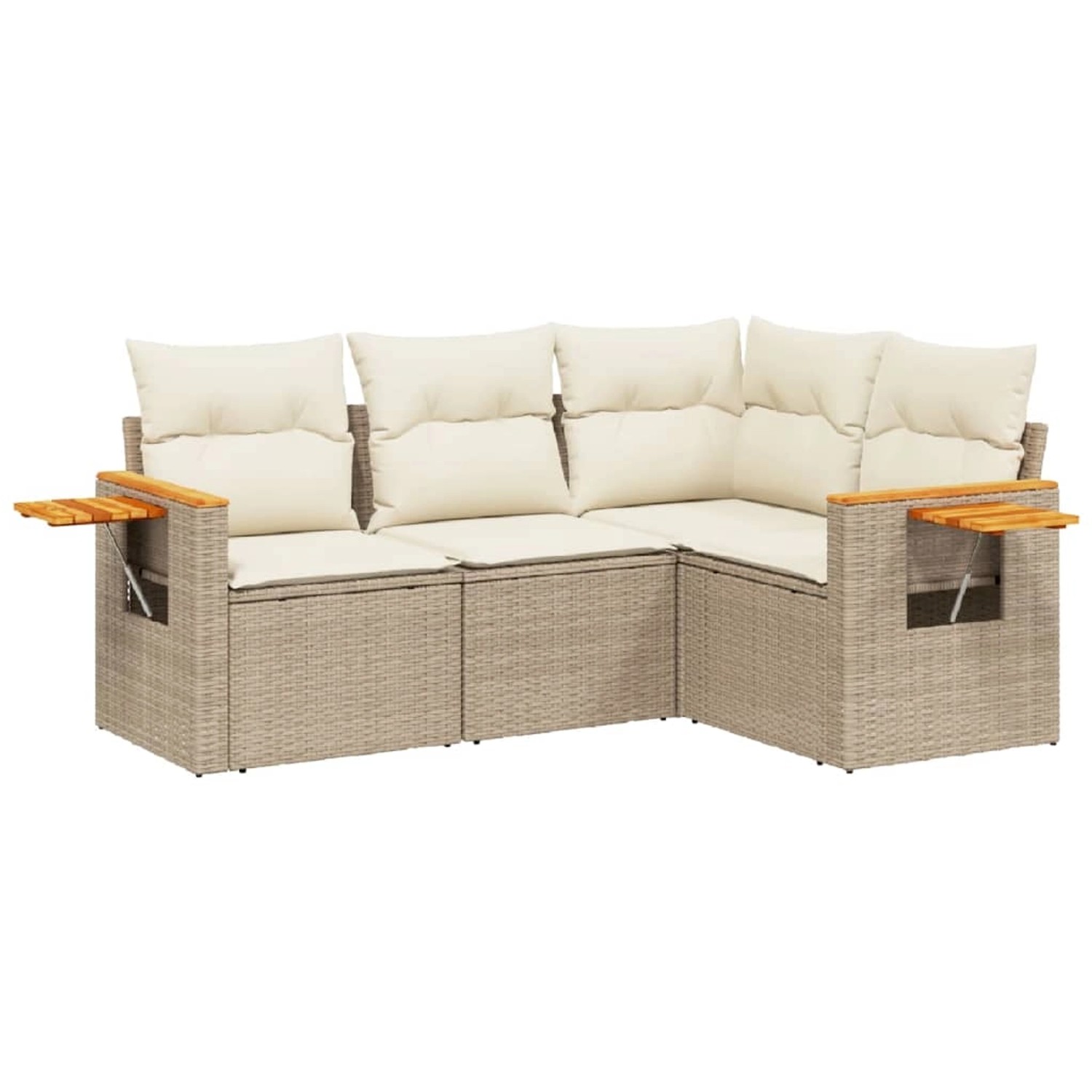 vidaXL 4-Tlg Garten-Sofagarnitur mit Kissen Beige Poly Rattan 3226772 günstig online kaufen
