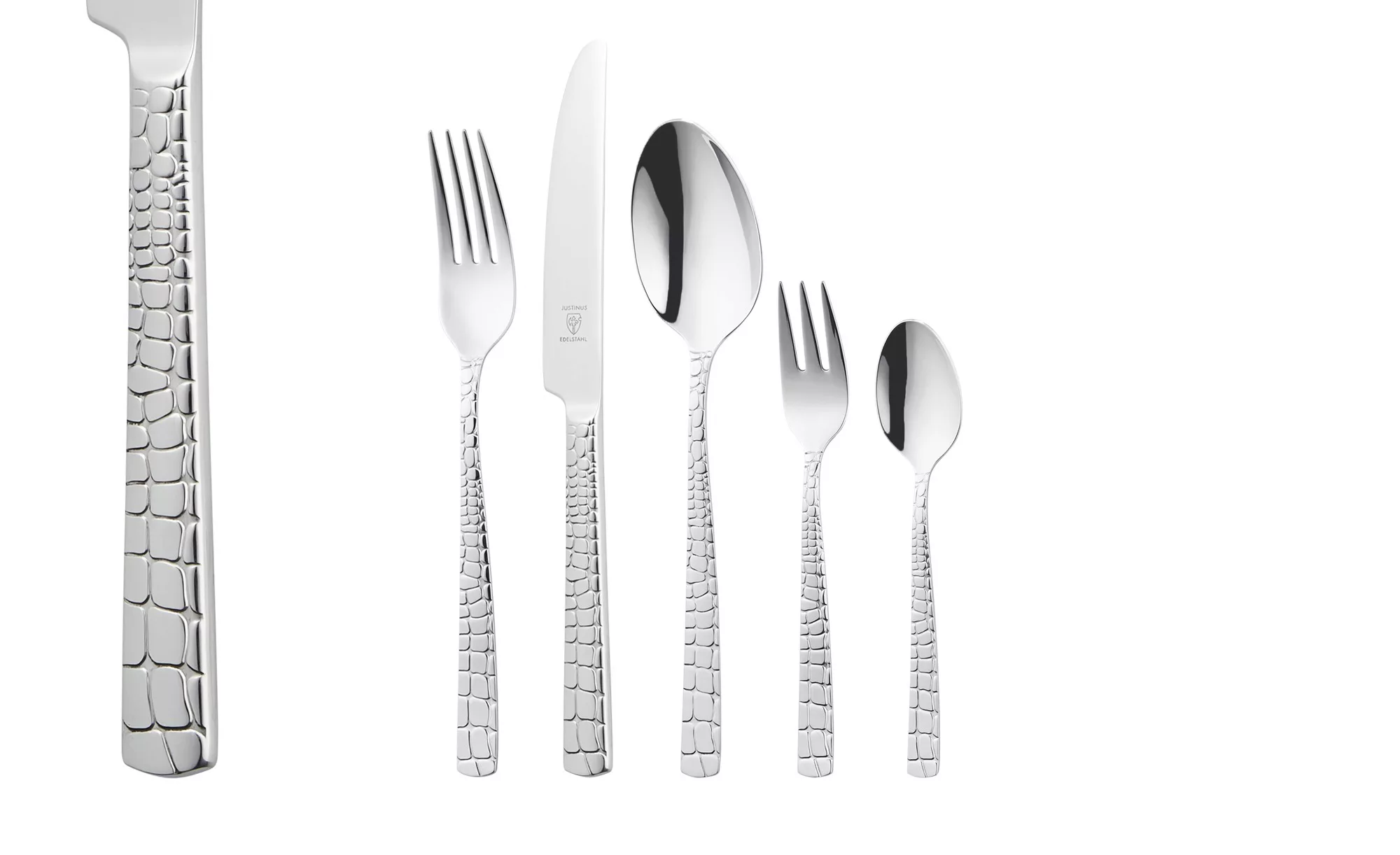 Justinus Besteckset, 60-teilig  Croco - silber - Edelstahl - Sconto günstig online kaufen