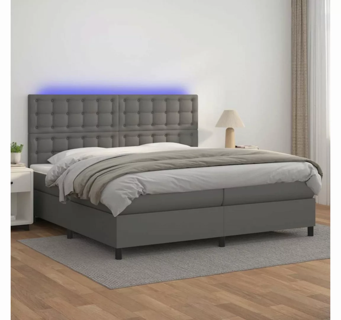 vidaXL Boxspringbett Boxspringbett mit Matratze & LED Kunstleder (200 x 200 günstig online kaufen