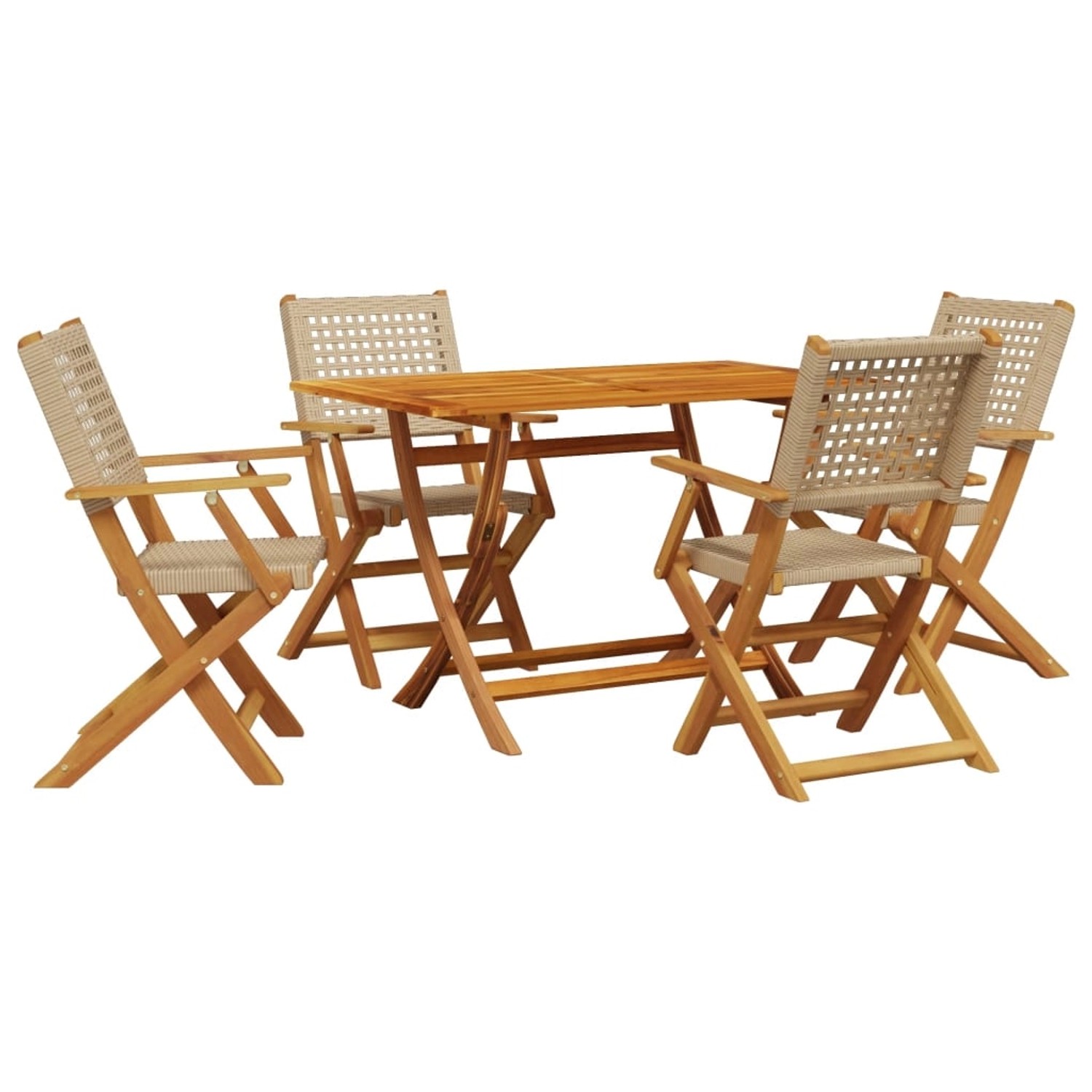 vidaXL 5-tlg Garten-Essgruppe Beige Poly Rattan und Massivholz Modell 3 günstig online kaufen