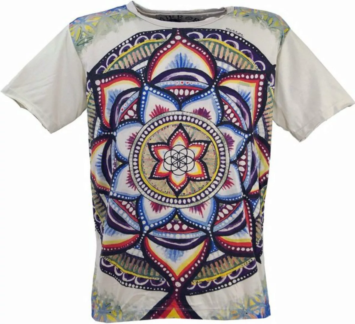 Guru-Shop T-Shirt Mirror T-Shirt - Universum /hellgrau Goa Style, Festival, günstig online kaufen