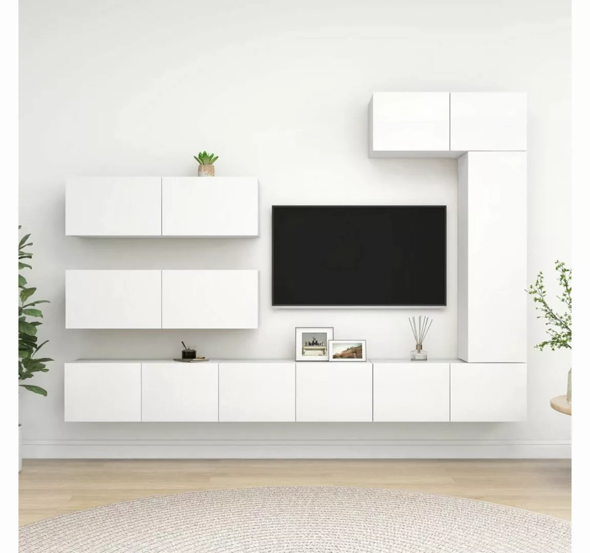 furnicato TV-Schrank 7-tlg. TV-Schrank-Set Weiß Holzwerkstoff günstig online kaufen