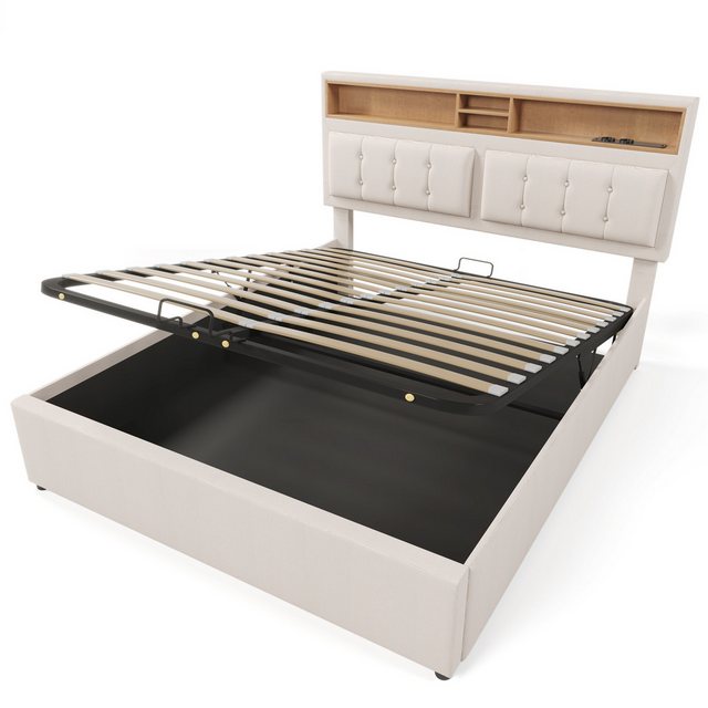 DOPWii Polsterbett 160x200cm Doppelbett mit USB C Steckdose Ladefunktion Ko günstig online kaufen