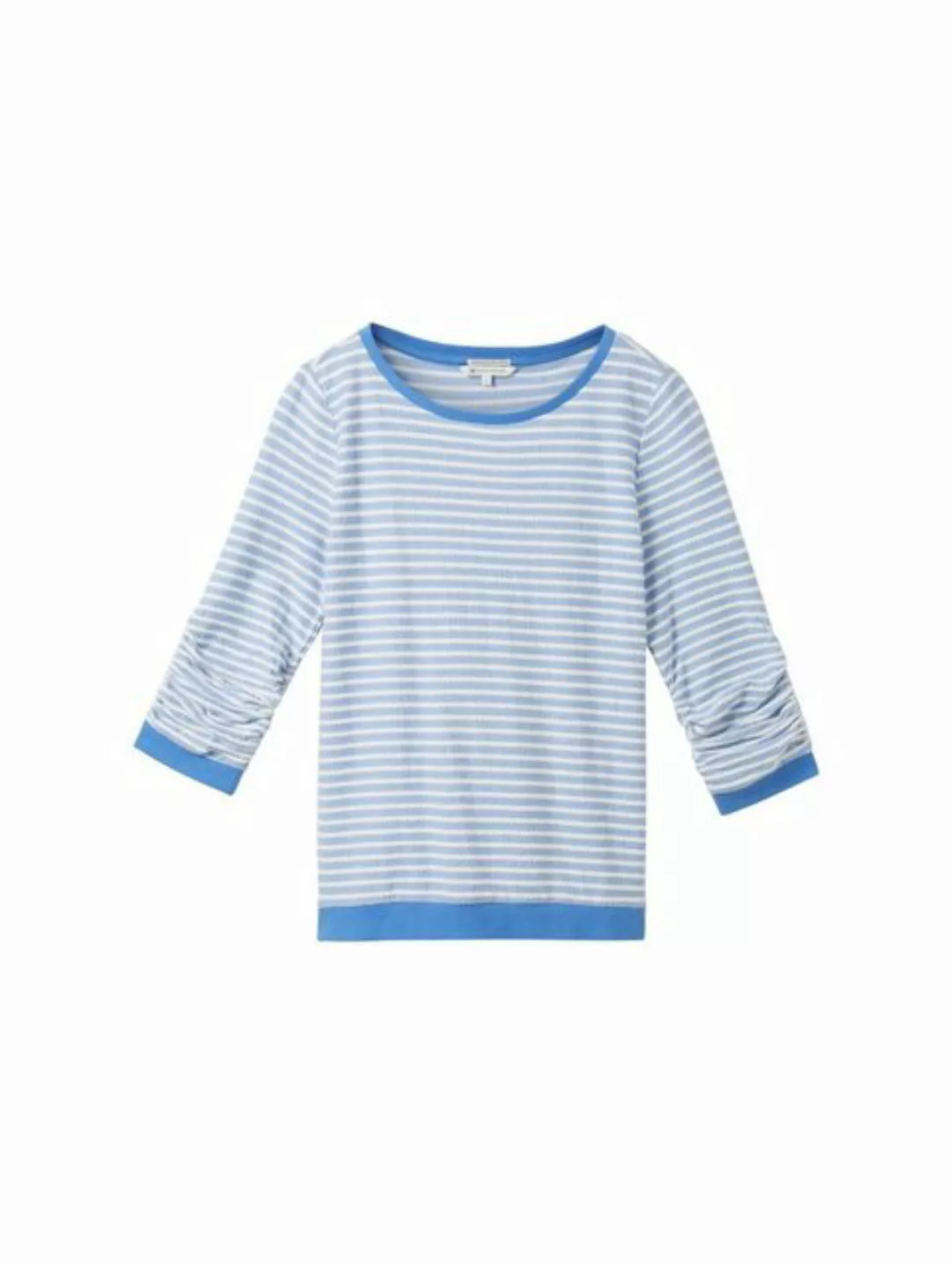 TOM TAILOR Denim T-Shirt striped jacquard sweatshirt, midblue white structu günstig online kaufen