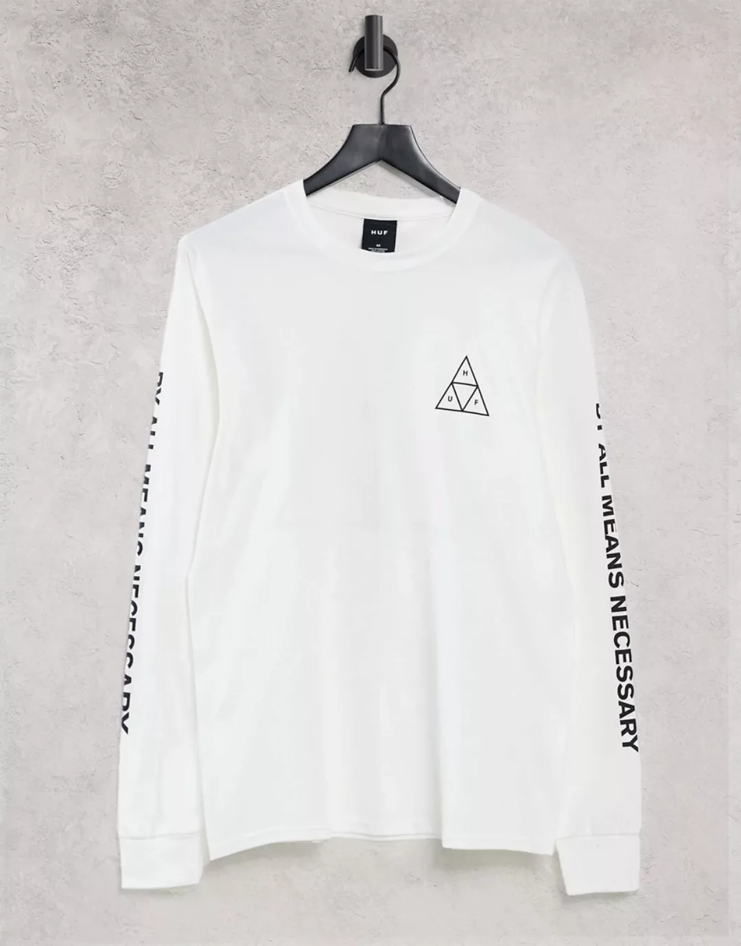 HUF Essentials – Triple Triangle – Langärmliges Shirt in Weiß günstig online kaufen
