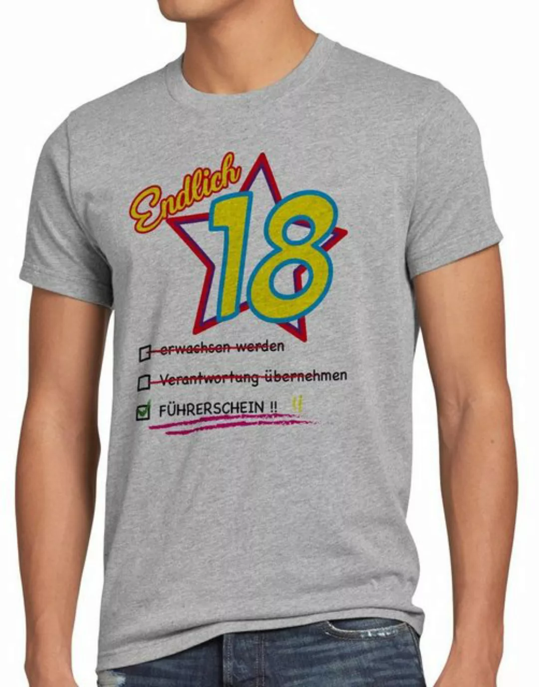 style3 Print-Shirt Herren T-Shirt Endlich 18 Führerschein Geburtstag Party günstig online kaufen