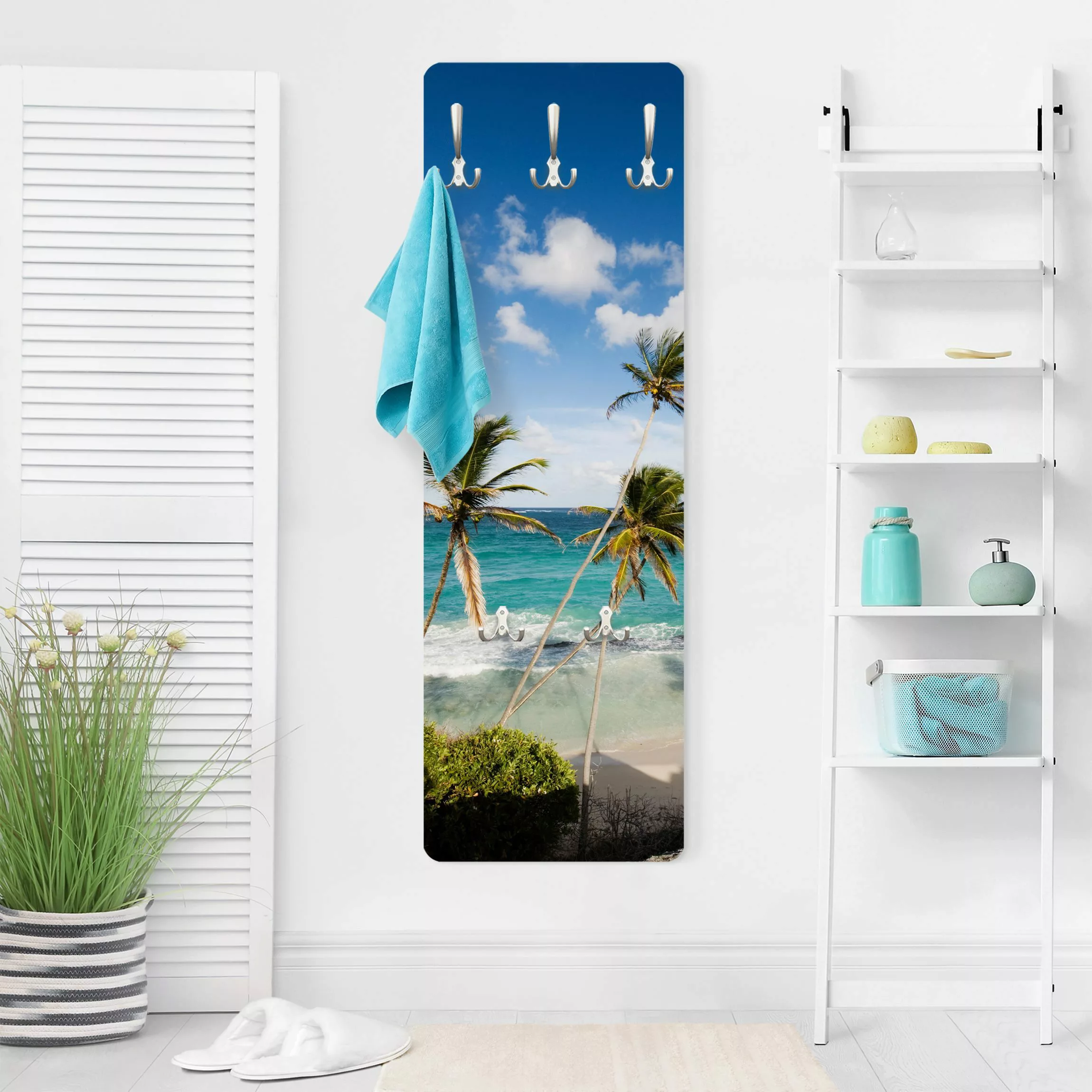 Wandgarderobe Holzpaneel Beach of Barbados günstig online kaufen