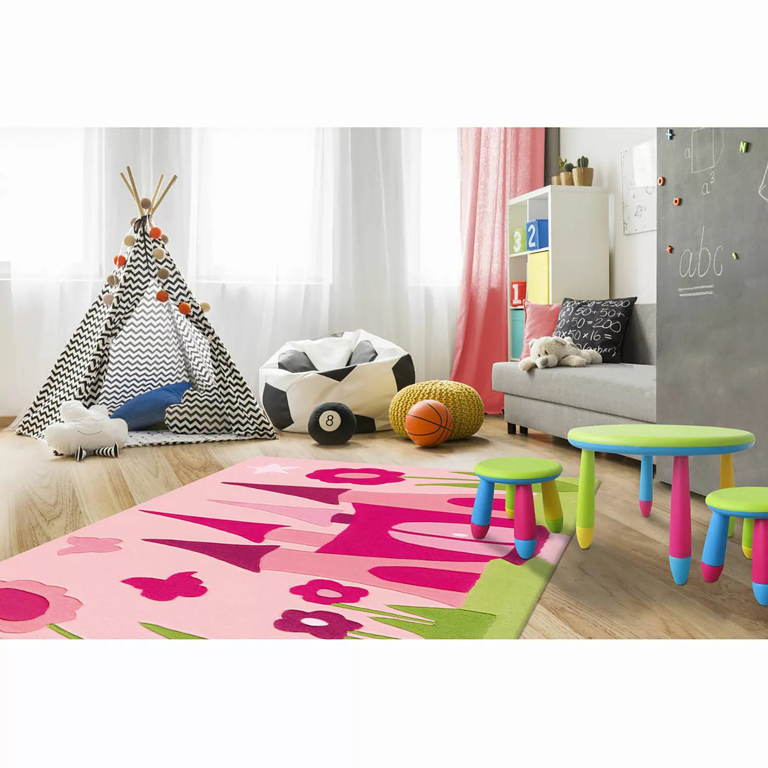 Arte Espina Flachflorteppich Joy 4191 Pink Castle 90cm X 150cm günstig online kaufen