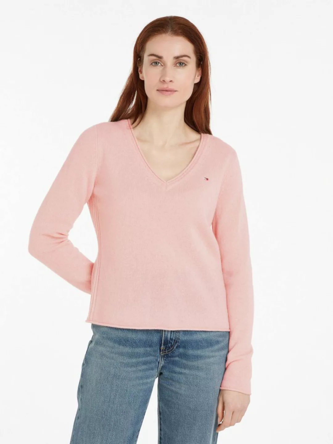 Tommy Hilfiger Strickpullover SOFT WOOL V-NK SWEATER mit V-Ausschnitt aus 1 günstig online kaufen