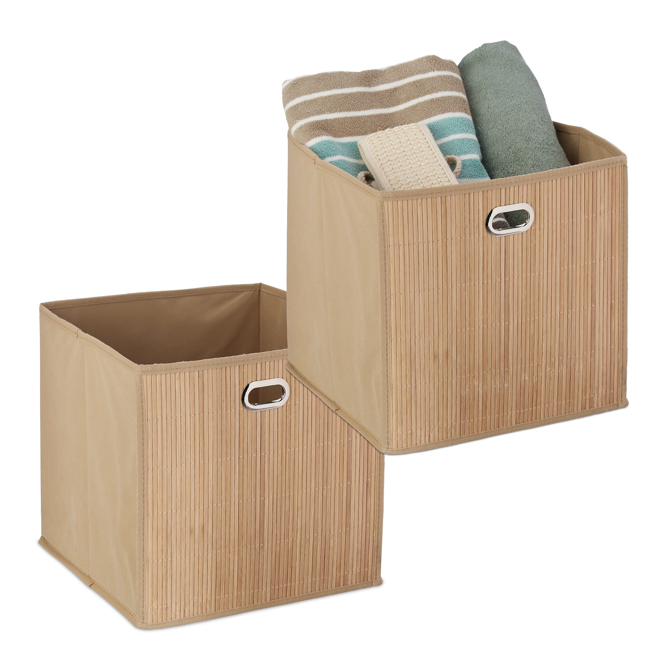 relaxdays Aufbewahrungskorb 2 x Aufbewahrungskorb beige günstig online kaufen