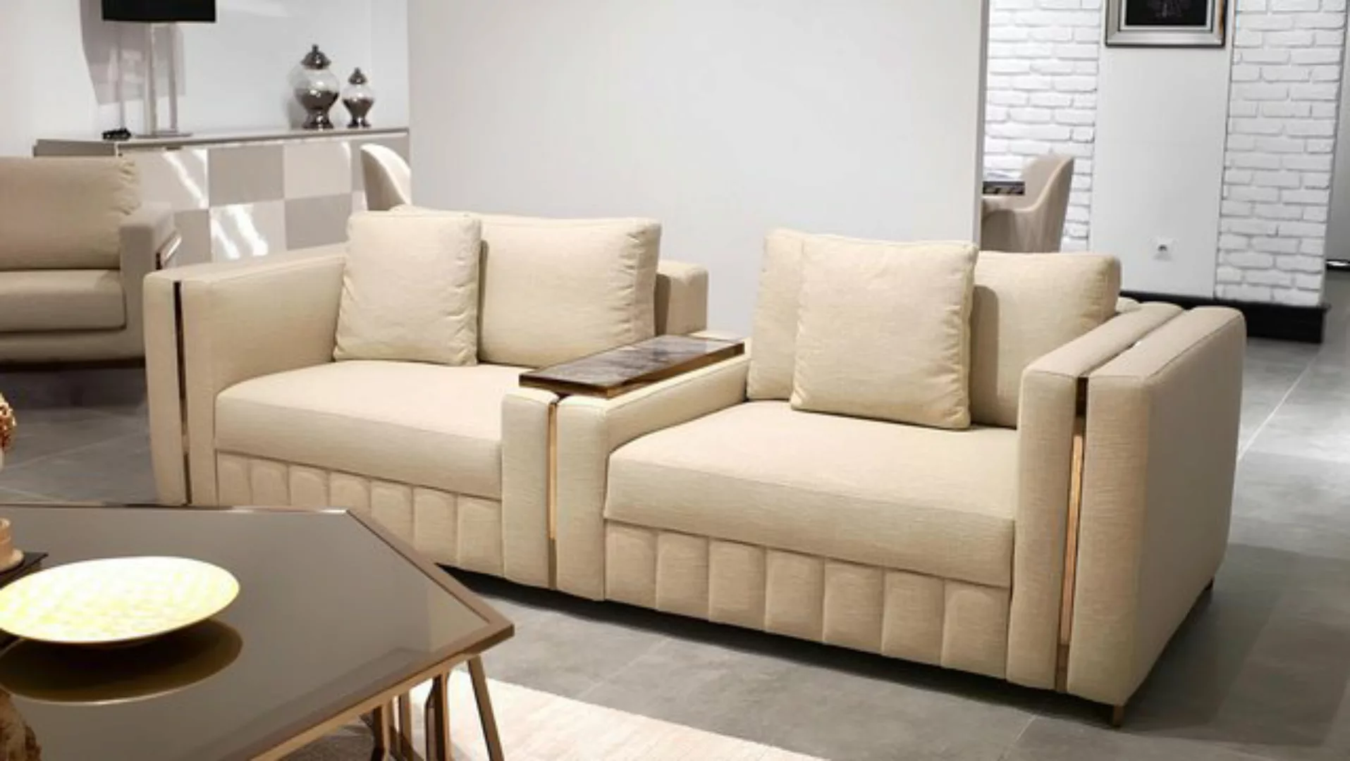 Xlmoebel Sofa Zeitgemäßes Zweisitzer-Sofa für das Wohnzimmer in Beige mit, günstig online kaufen