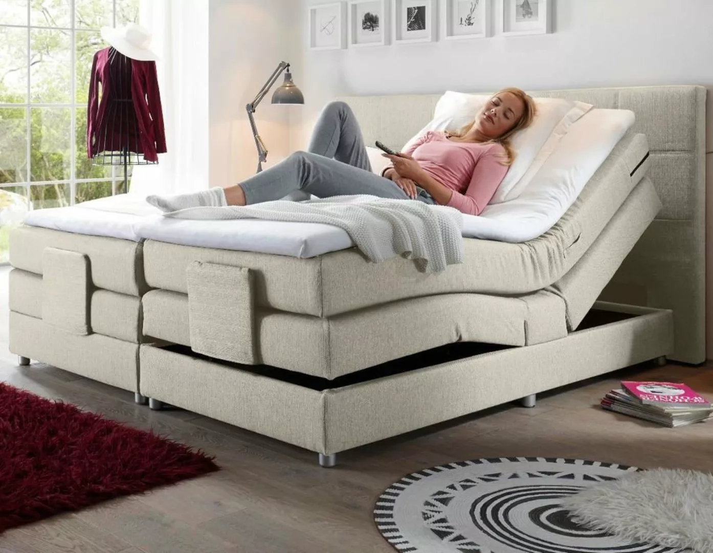 ED EXCITING DESIGN Boxspringliege (180 x 200 cm, Manolo), Beige günstig online kaufen