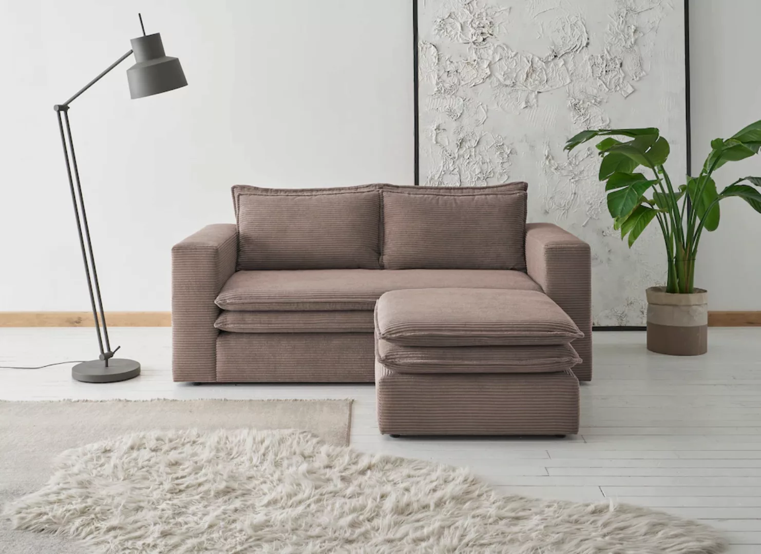 Places of Style Sitzgruppe "PIAGGE", (2 tlg.), 2-Sitzer-Sofa und Hocker kle günstig online kaufen