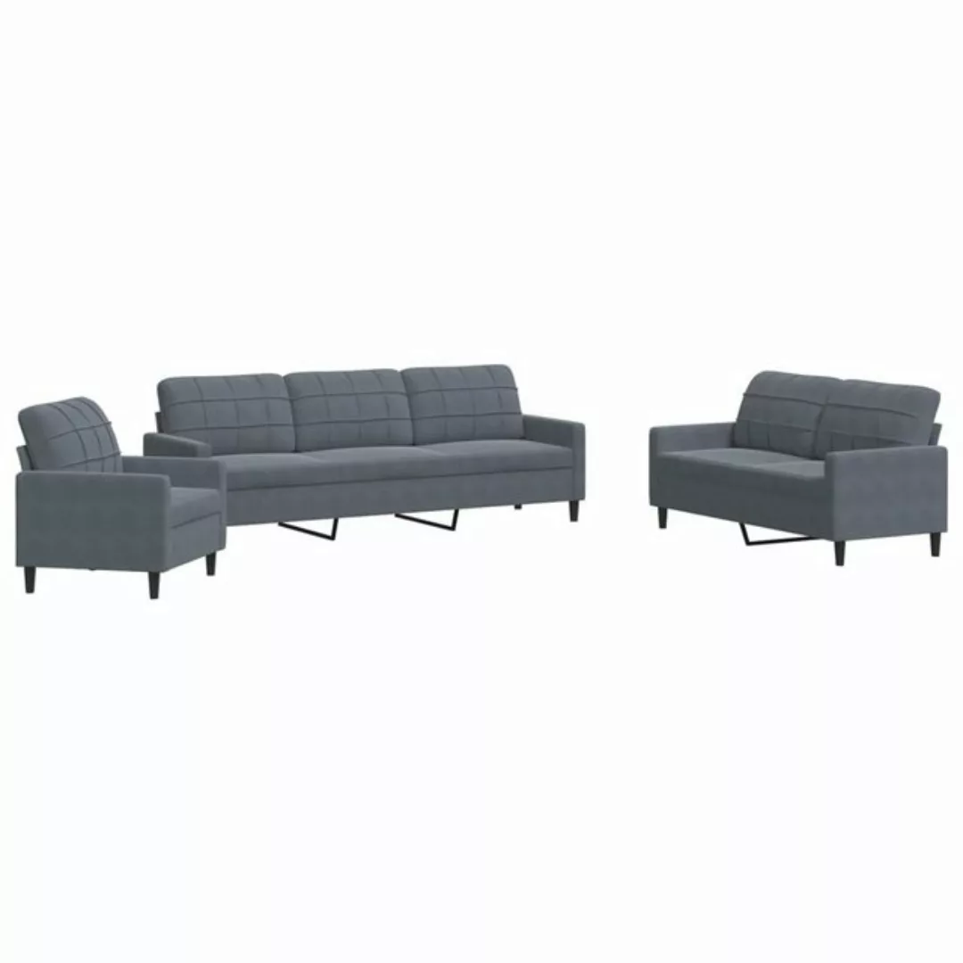 vidaXL Sofa Sofagarnitur mit Kissen Samt, Standard + Fußhocker, Dunkelgrau günstig online kaufen