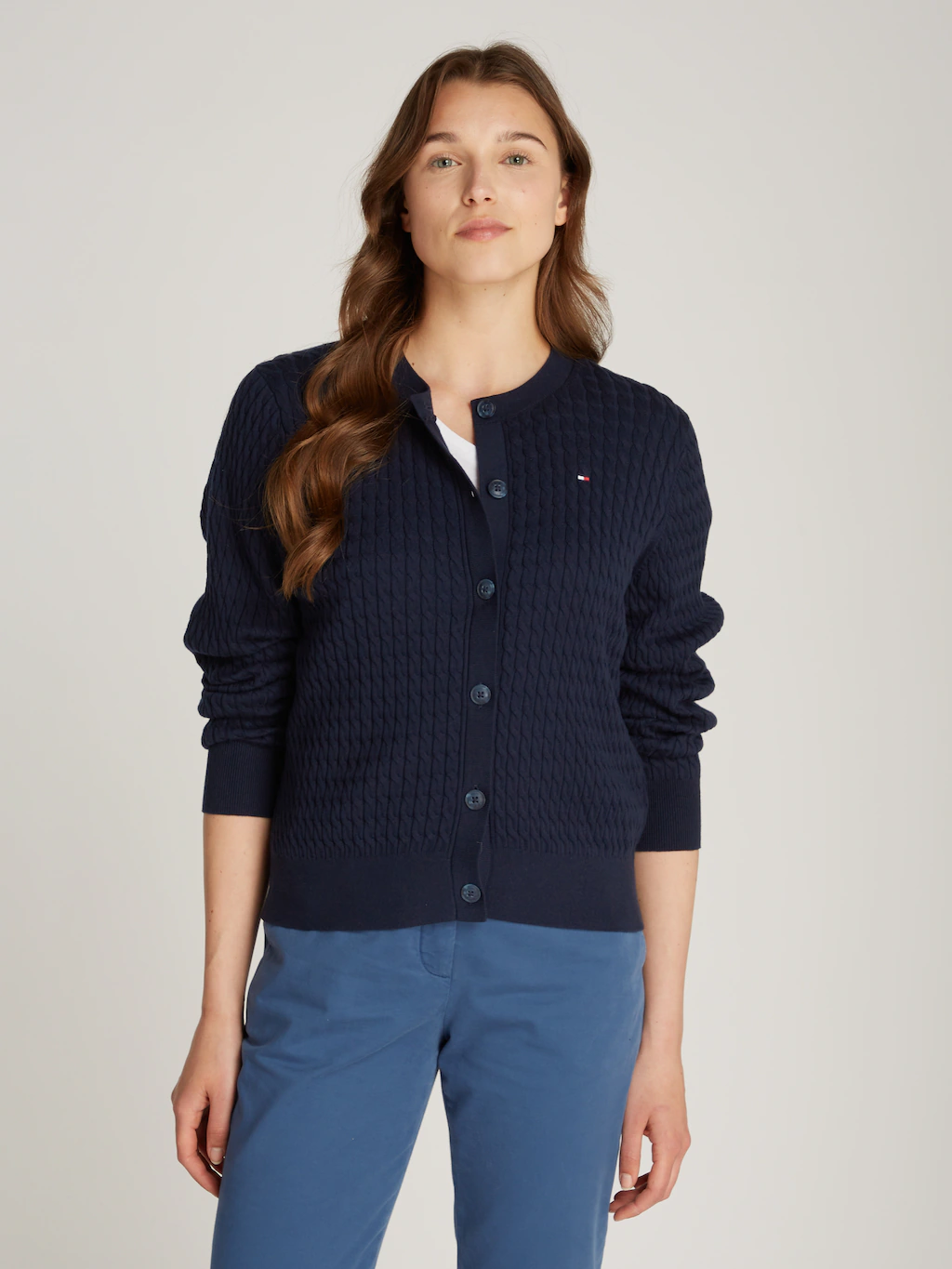 Tommy Hilfiger Strickjacke CO CABLE C-NK CARDIGAN mit Zopfstruktur günstig online kaufen