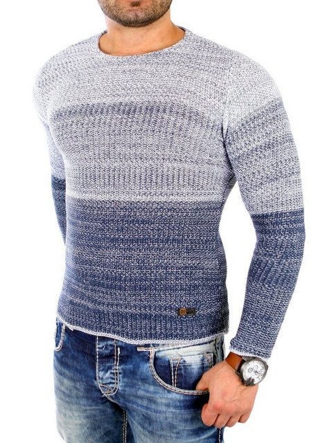 Reslad Strickpullover Reslad Strickpullover Herren Colorblock Crewneck Pull günstig online kaufen