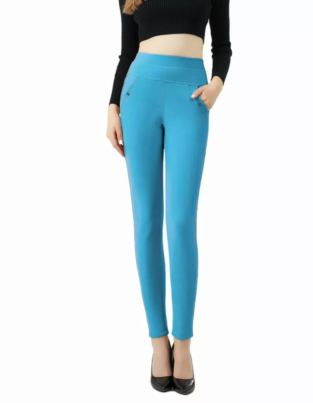 Jepo Leggings Elastische Damenhose Skinny slim Fit bequeme Tükis M/L Damen günstig online kaufen