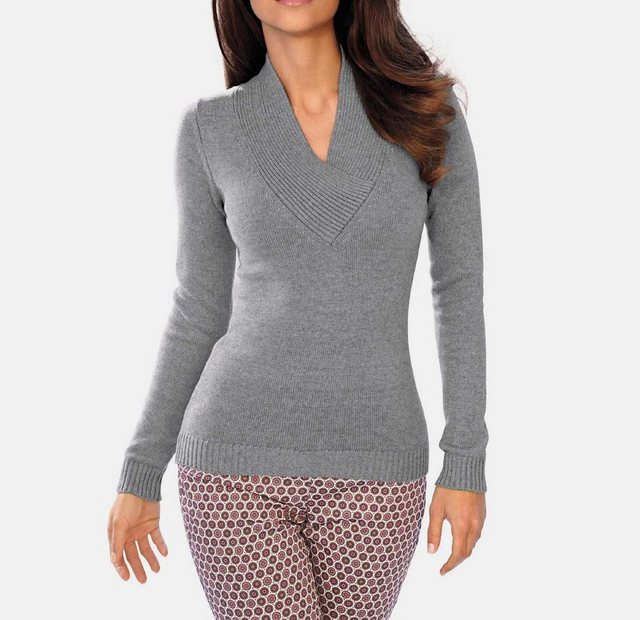 heine Strickpullover LINEA TESINI Damen Designer-Pullover m. Kaschmir, grau günstig online kaufen