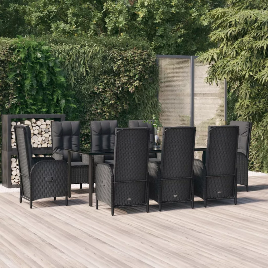 Vidaxl 9-tlg. Garten-lounge-set Mit Kissen Schwarz Poly Rattan günstig online kaufen