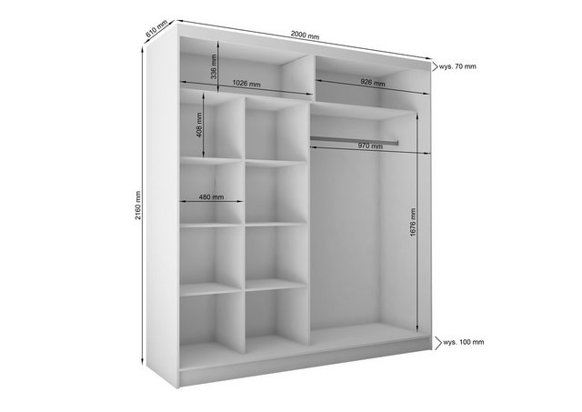 ALTDECOR Schiebetürenschrank CELI (Kleiderschrank Aluminium-Leisten, Spiege günstig online kaufen