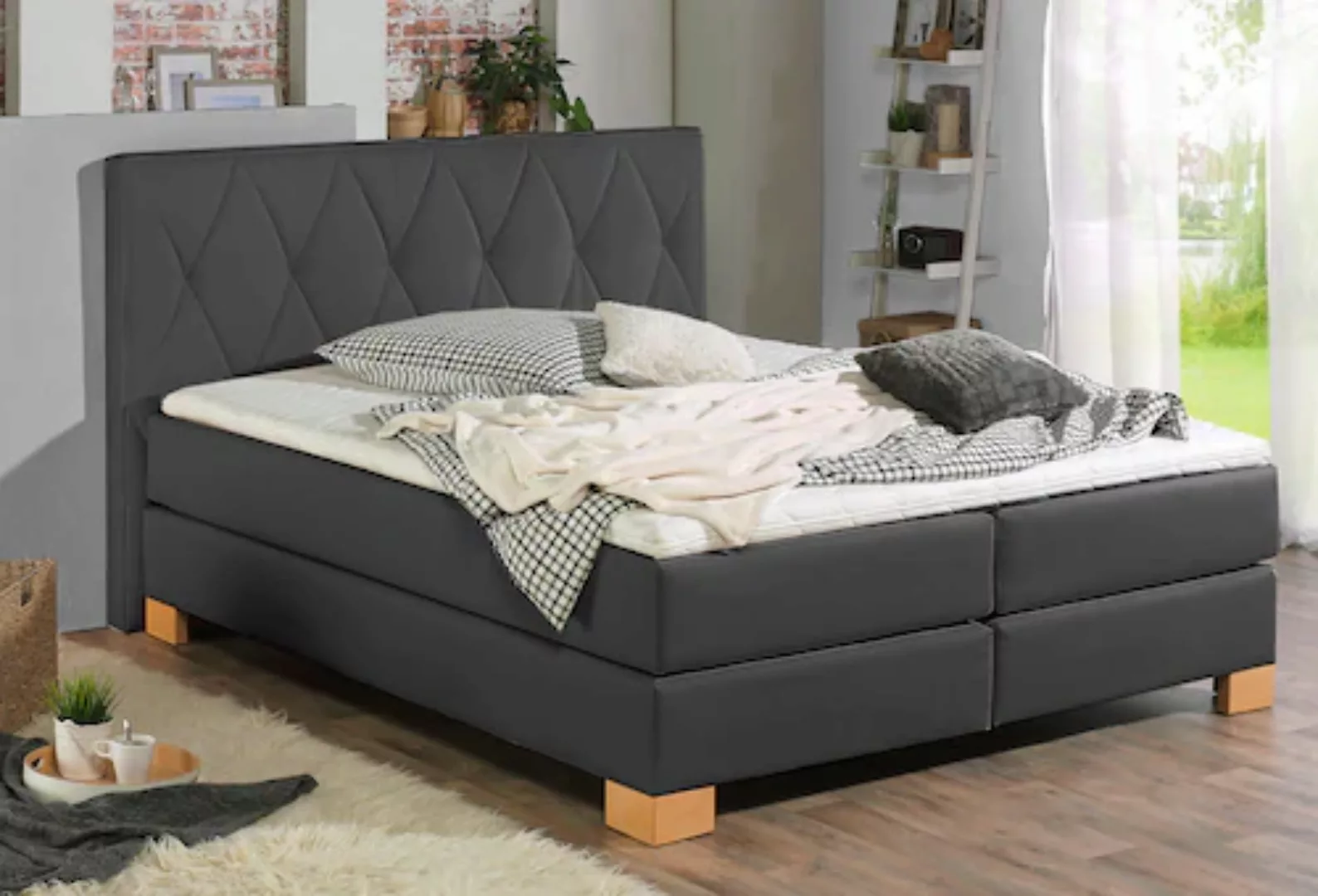 Home affaire Boxspringbett Merino, incl. Kaltschaumtopper, 5, Breiten, 2 Hä günstig online kaufen