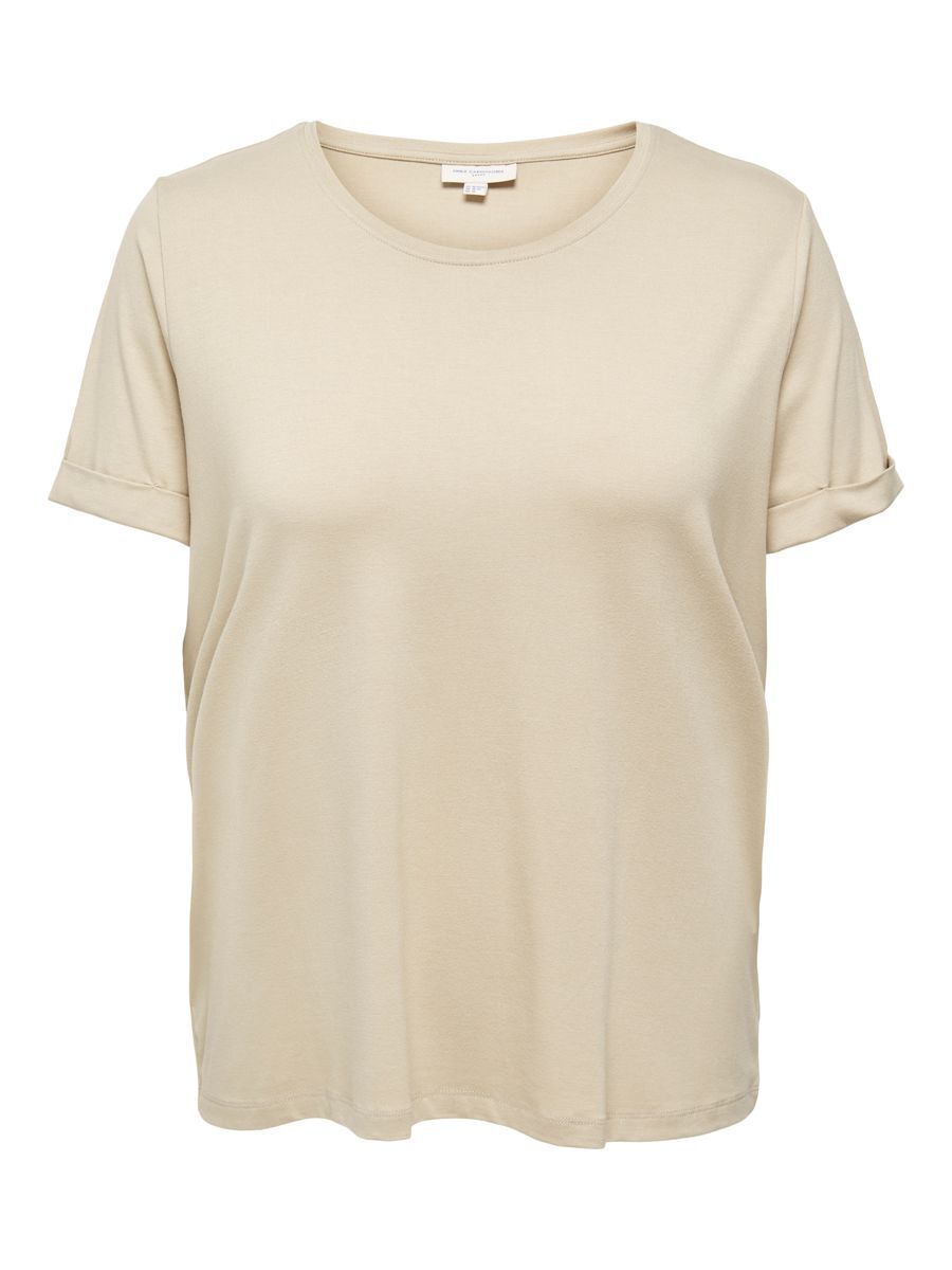 ONLY Einfarbiges Curvy T-shirt Damen Beige günstig online kaufen