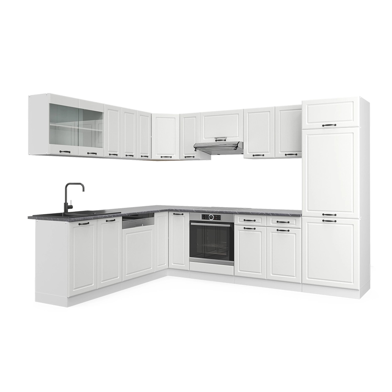 Vicco Winkelküche R-Line, Weiß Landhaus/Anthrazit, Ohne günstig online kaufen