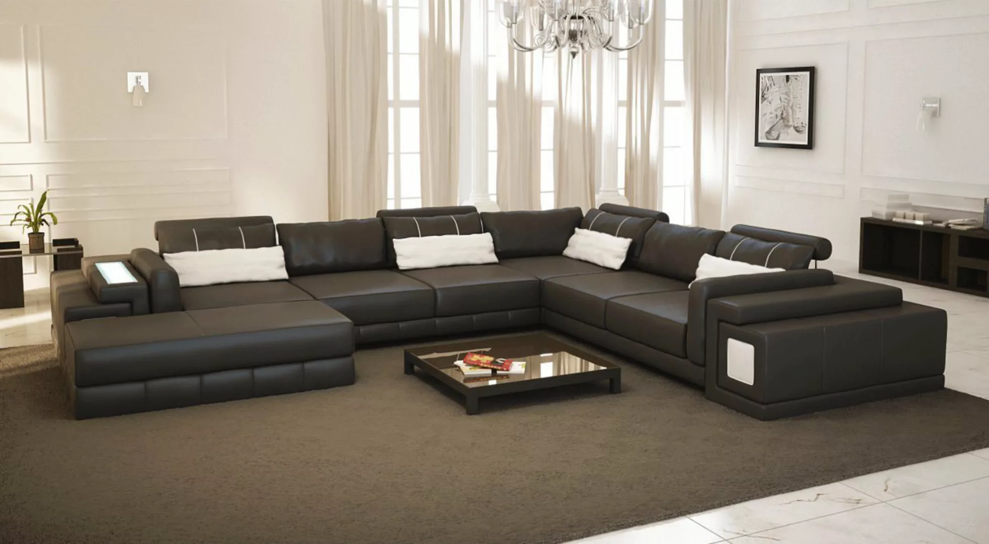 JVmoebel Ecksofa, Ledersofa U-Form Couch Wohnlandschaft Ecksofa Design Mode günstig online kaufen