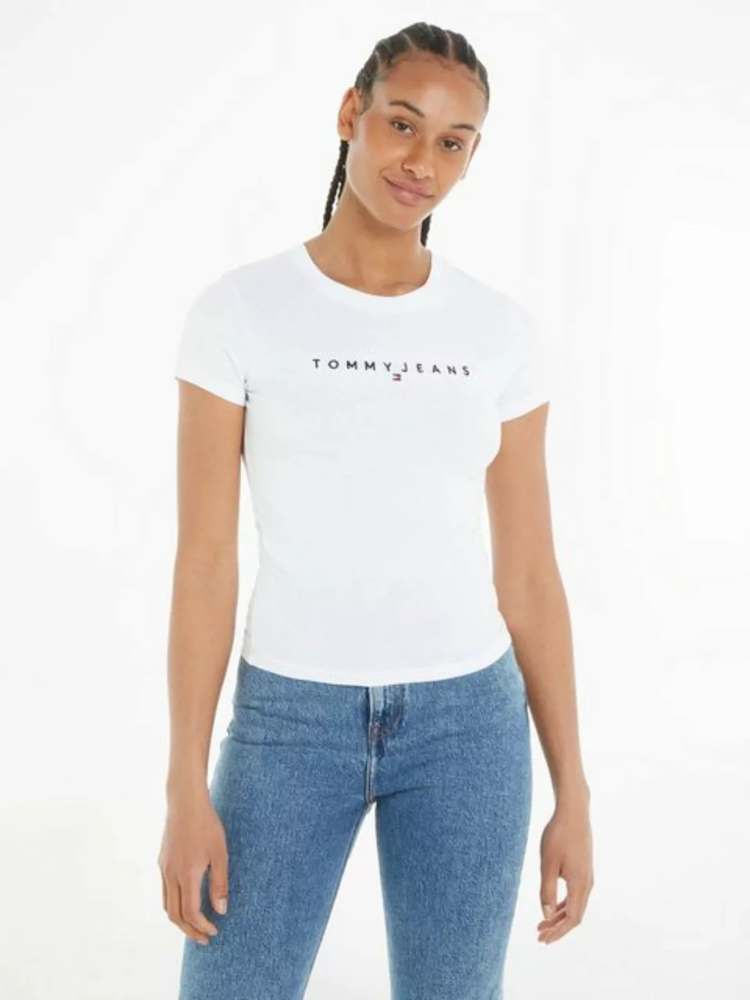 Tommy Jeans T-Shirt Slim Tee Linear Logo Shirt mit Logostickerei günstig online kaufen