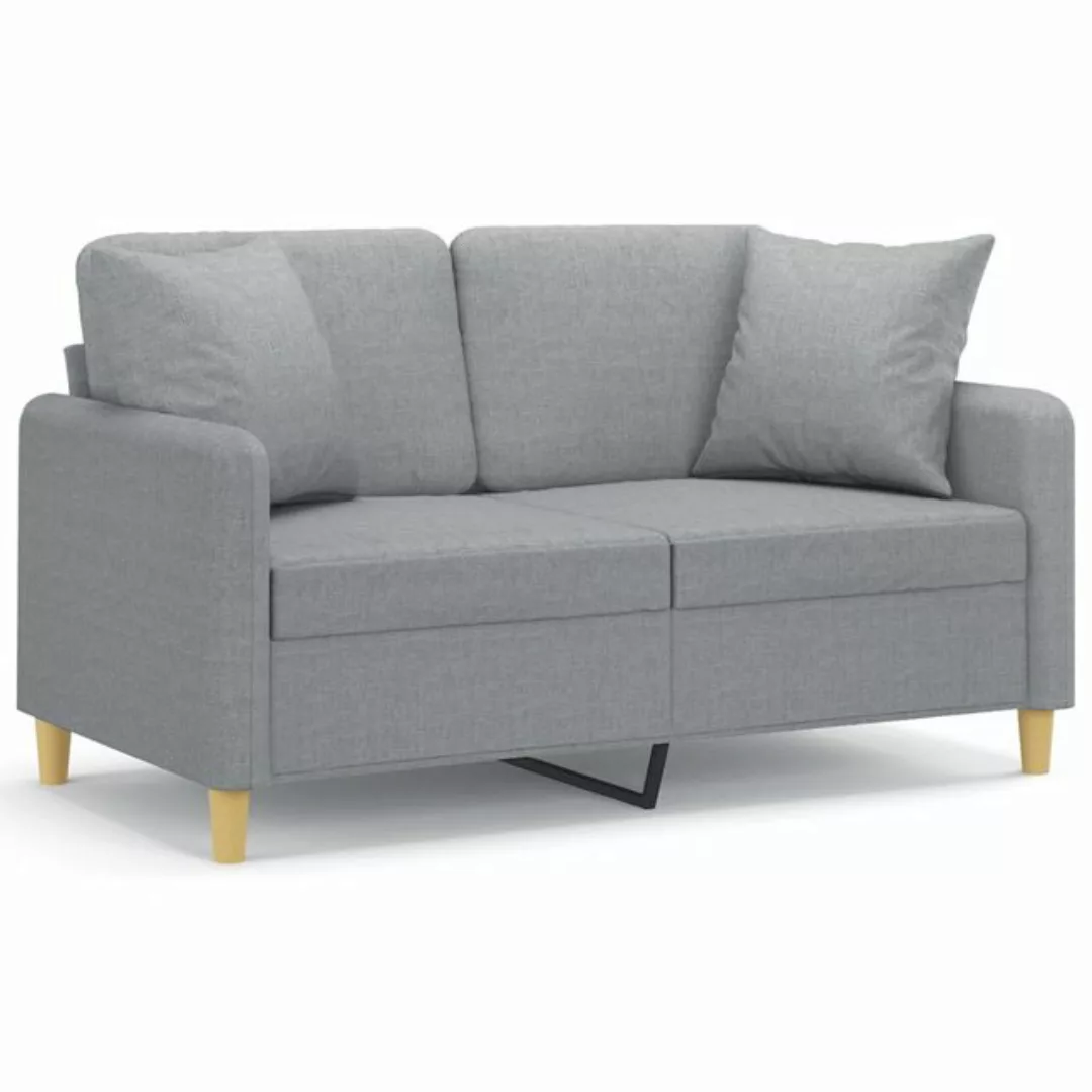 vidaXL Sofa, 2-Sitzer-Sofa mit Zierkissen Hellgrau 120 cm Stoff günstig online kaufen