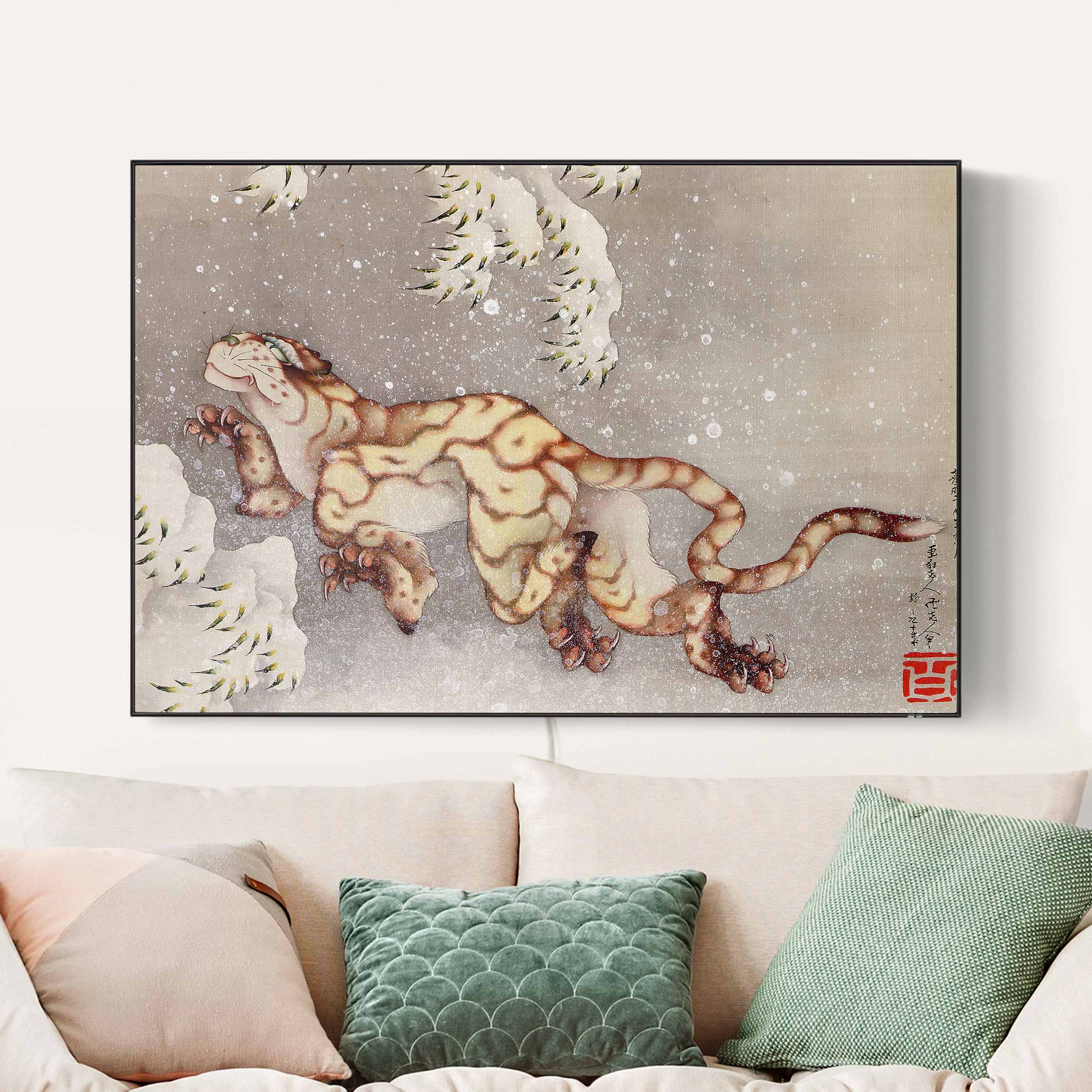 LED-Wechselbild Katsushika Hokusai - Tiger in Schneesturm günstig online kaufen