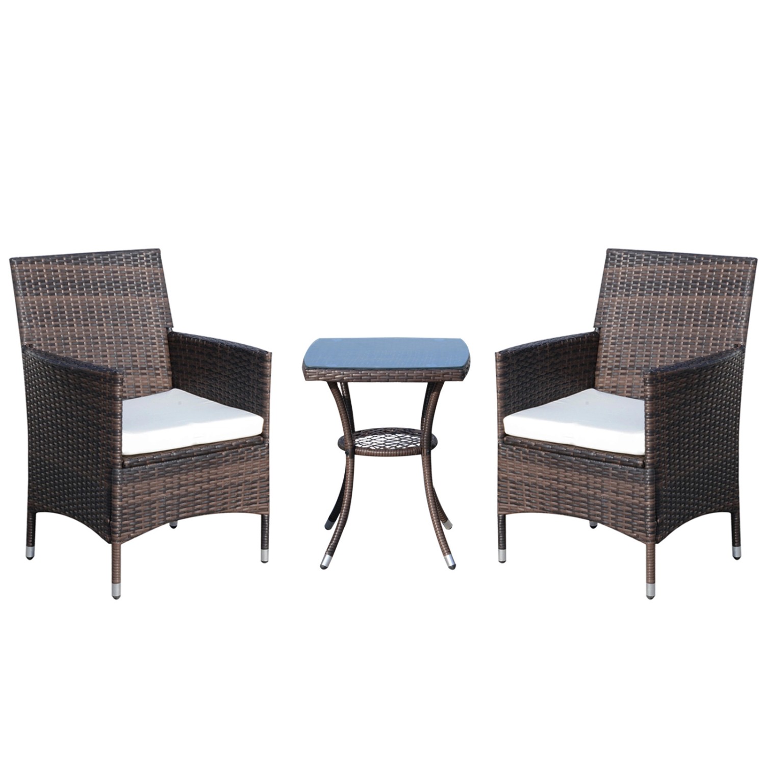 Outsunny Bistro-Set braun Polyrattan B/H/L: ca. 58,5x89,5x60 cm günstig online kaufen