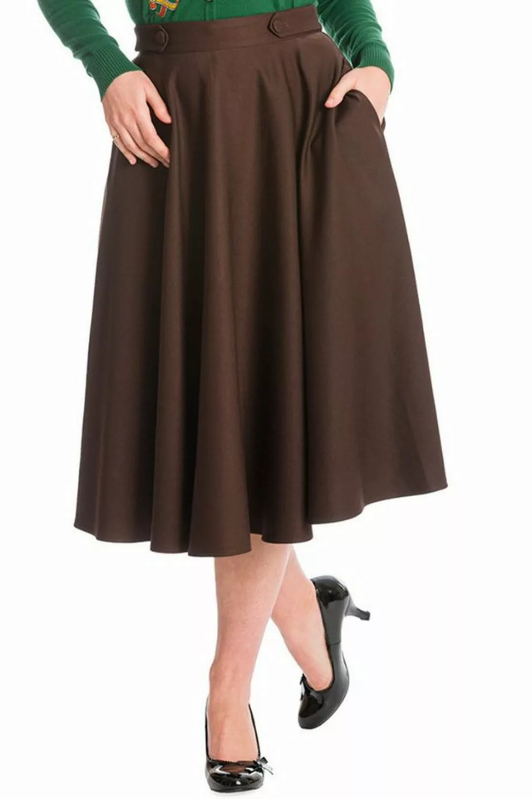 Banned A-Linien-Rock Di Di Plain Braun Retro Vintage Swing Skirt günstig online kaufen