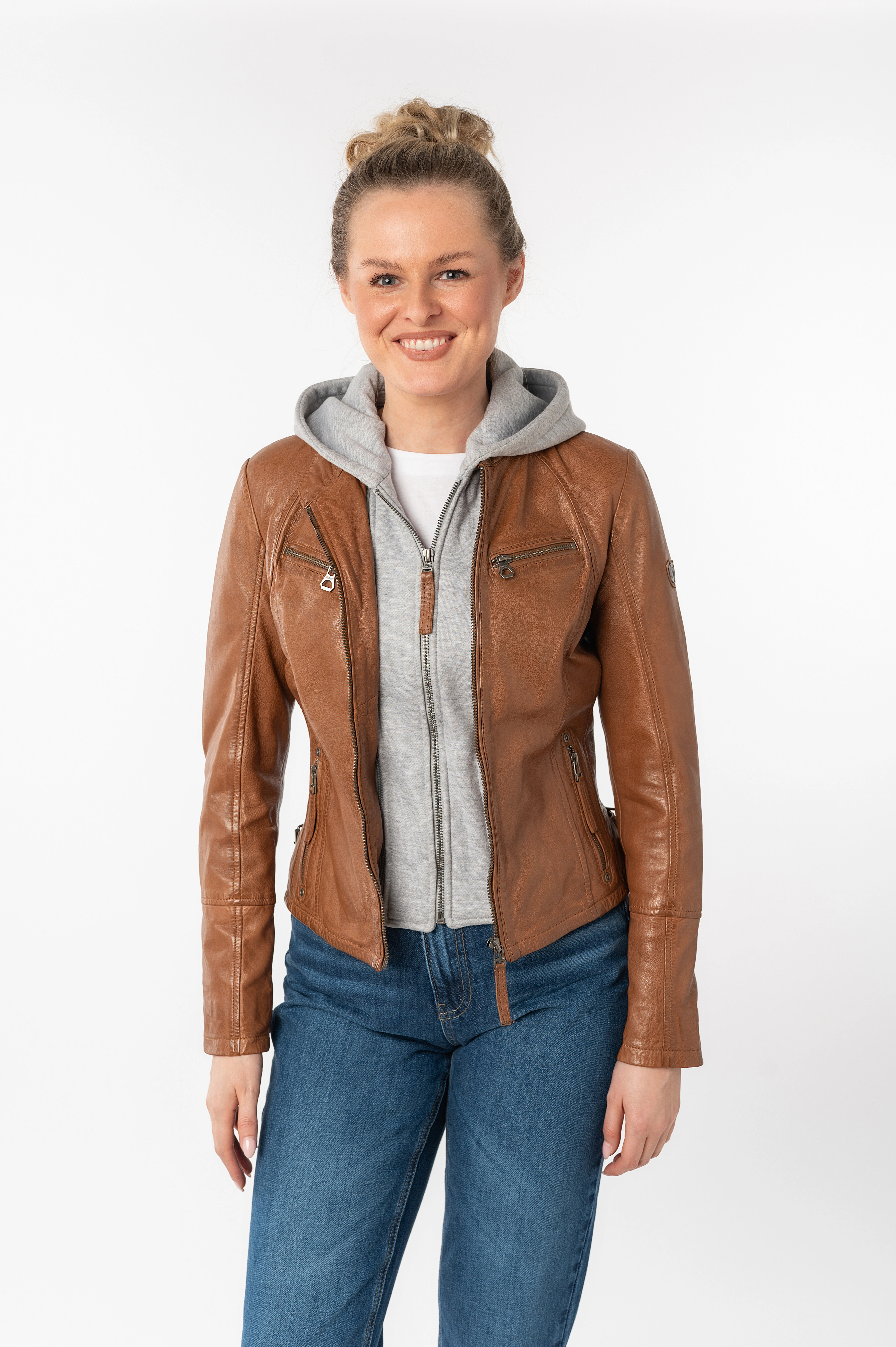 Gipsy Lederjacke "NOLA", mit Kapuze, Two-in-One Style - mit abnehmbarer Jer günstig online kaufen