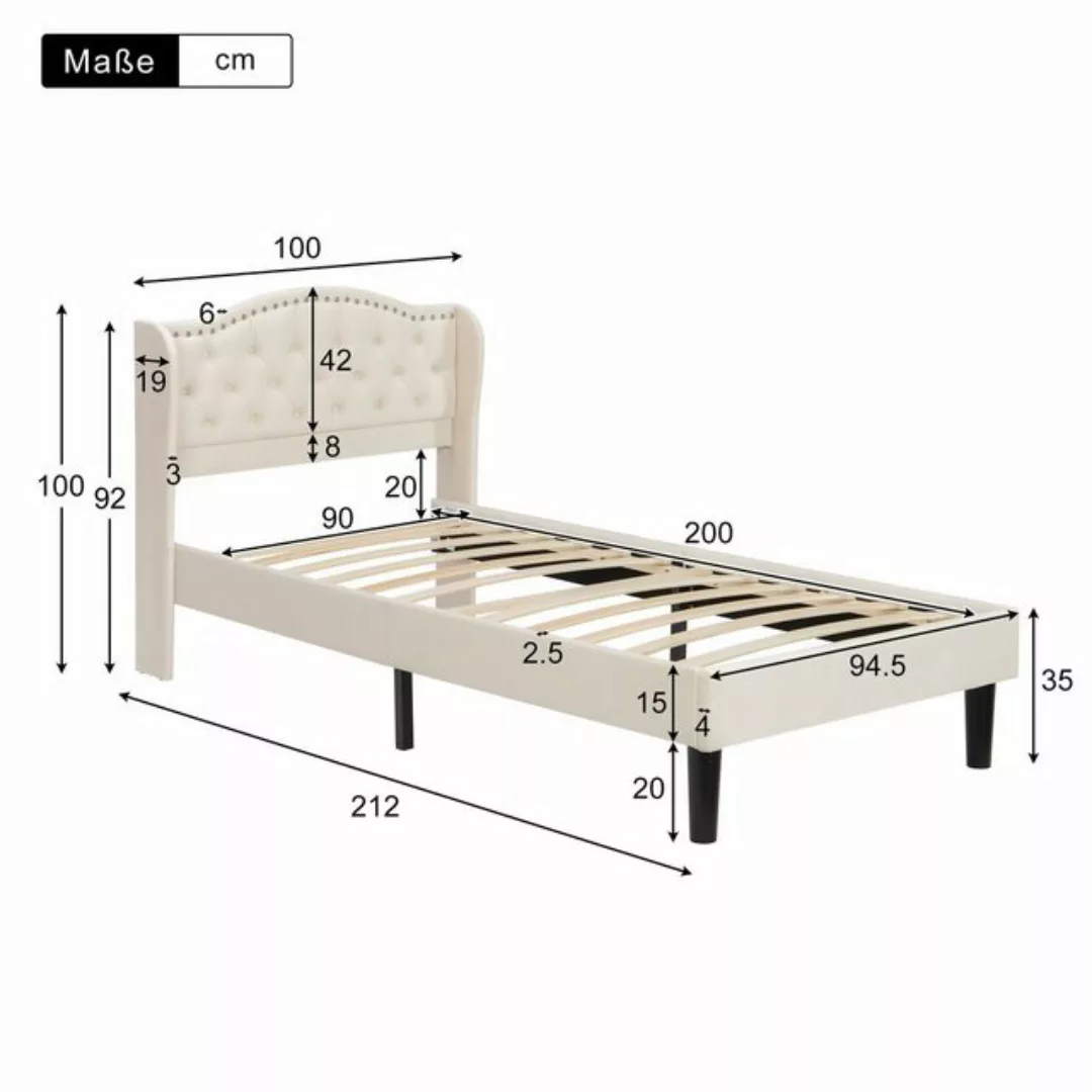 BlingBin Bett Polsterbett Einzelbett Doppelbett (1-tlg., mit samtigen Kopft günstig online kaufen