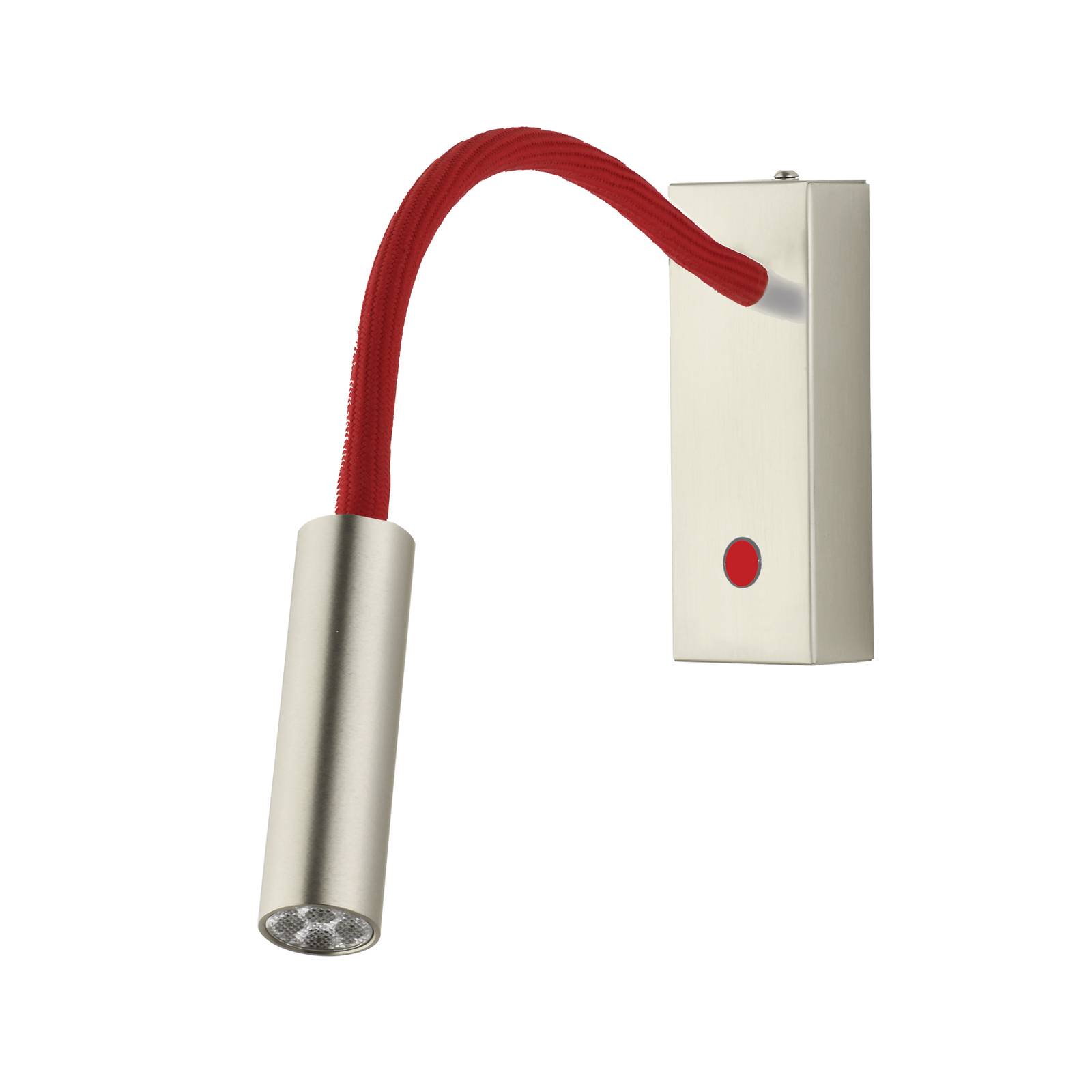 LED-Wandlampe Rocco, nickel matt Flexarm rot günstig online kaufen