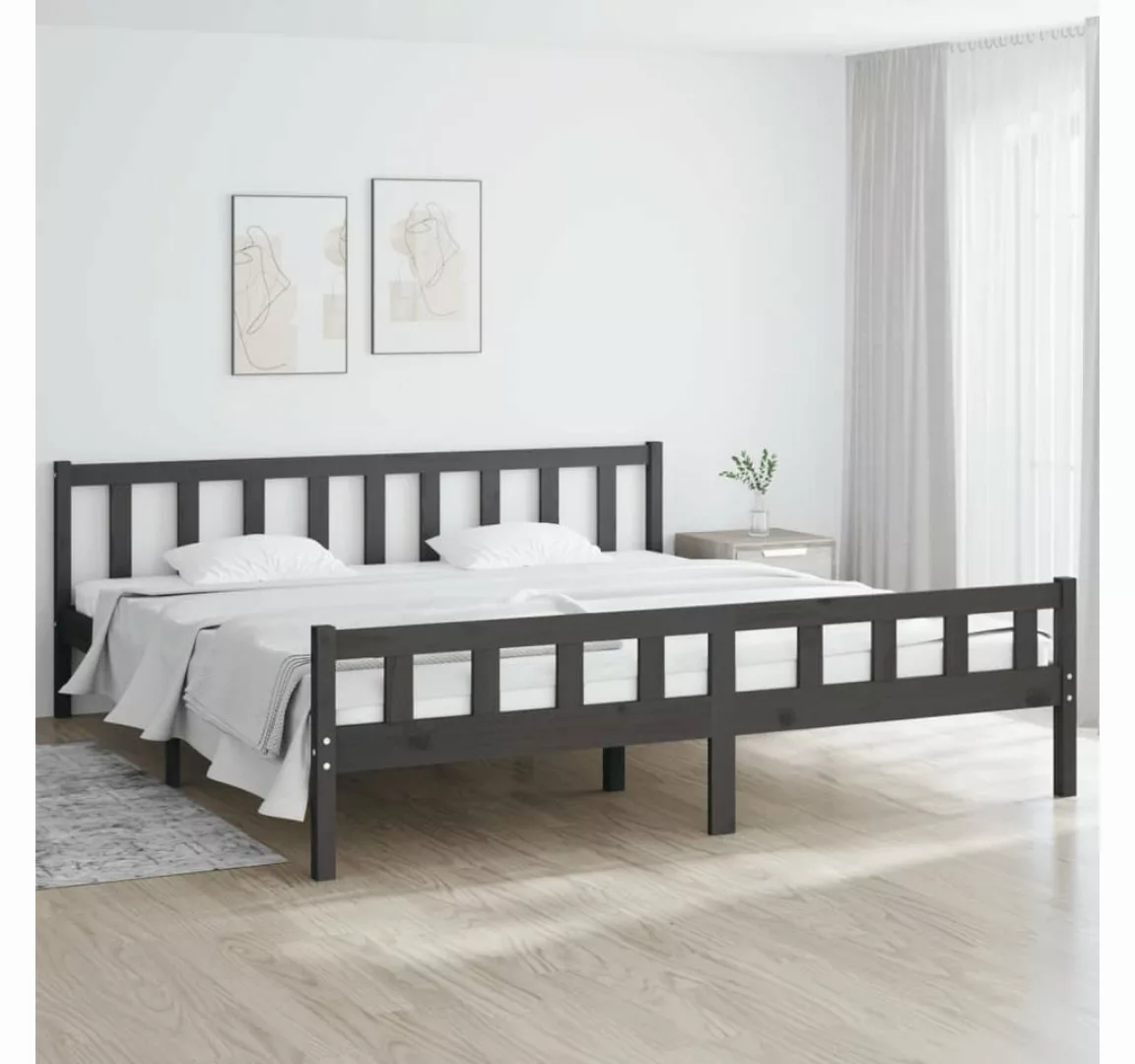 furnicato Bett Massivholzbett Grau 180x200 cm günstig online kaufen