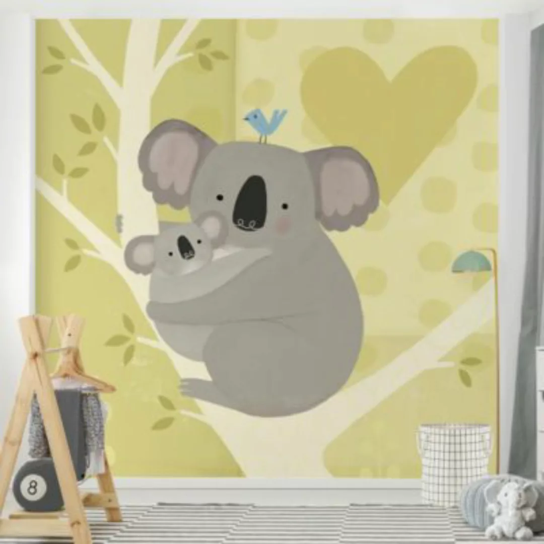 Bilderwelten Kindertapete Mama und ich - Koalas grau Gr. 240 x 240 günstig online kaufen