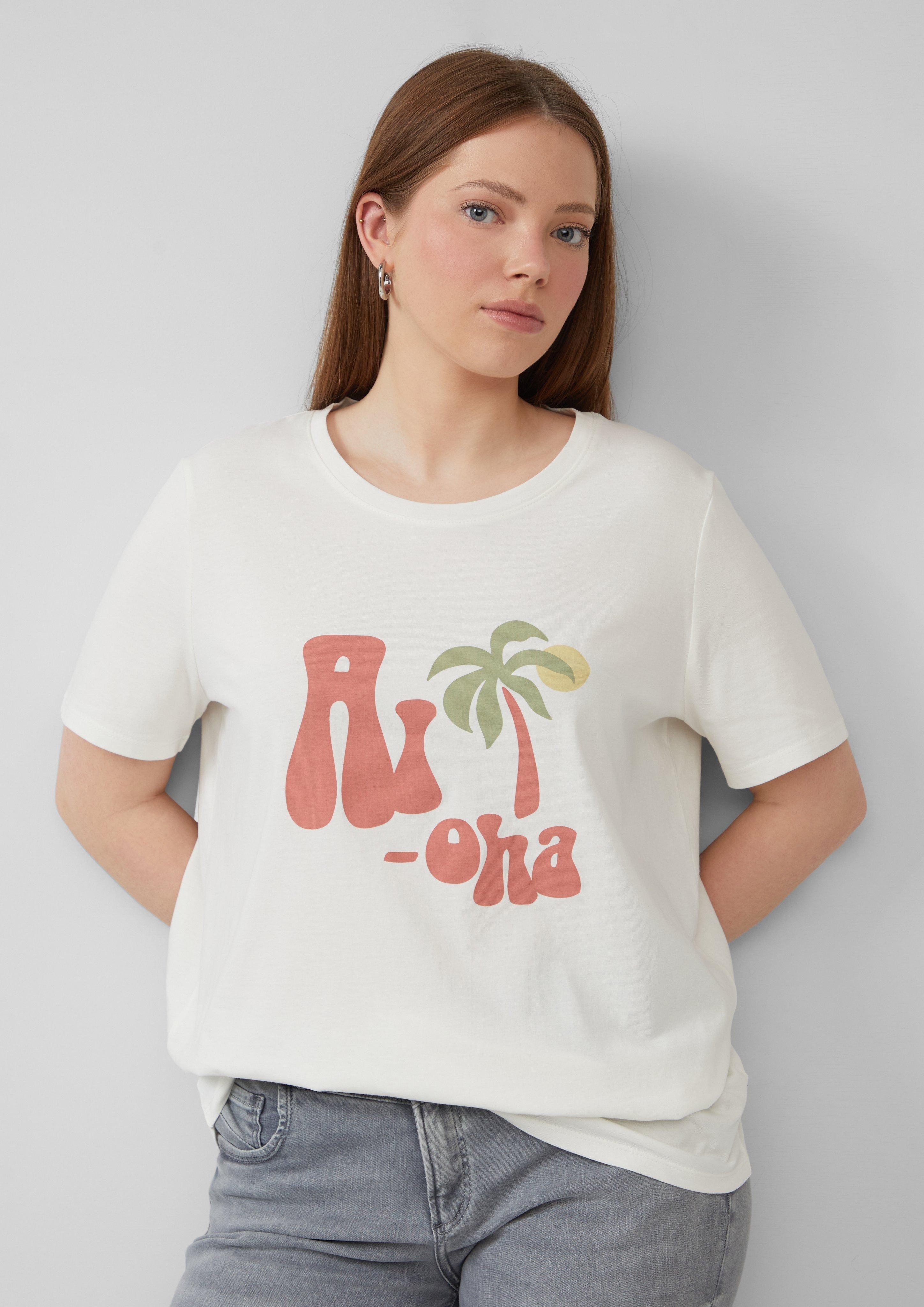 QS Kurzarmshirt Baumwollshirt mit Frontprint günstig online kaufen