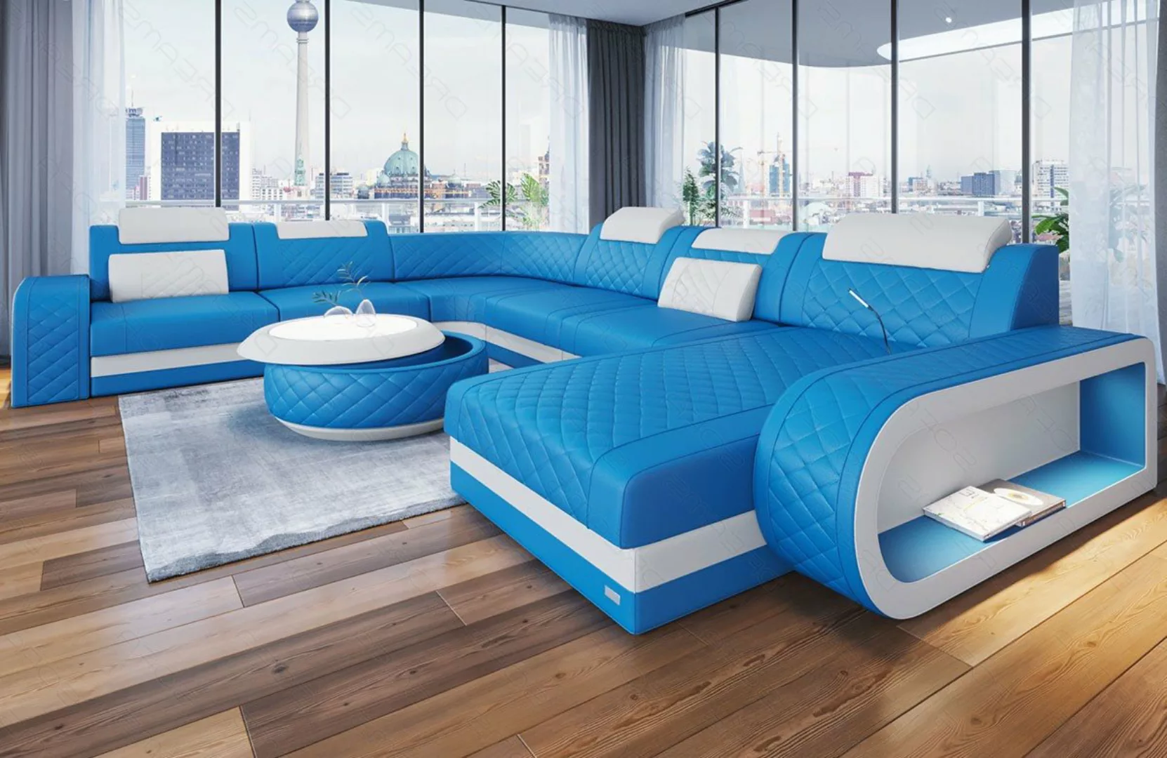 Sofa Dreams Wohnlandschaft Ledersofa Berlin XXL U Form Mini, Deignersofa, m günstig online kaufen