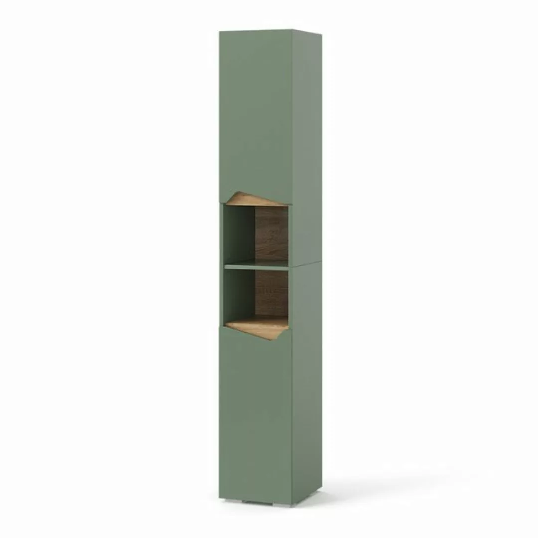 Vicco Hochschrank Marelle, Grün/Artisan, 30 x 180 cm mit Türen und offenen günstig online kaufen