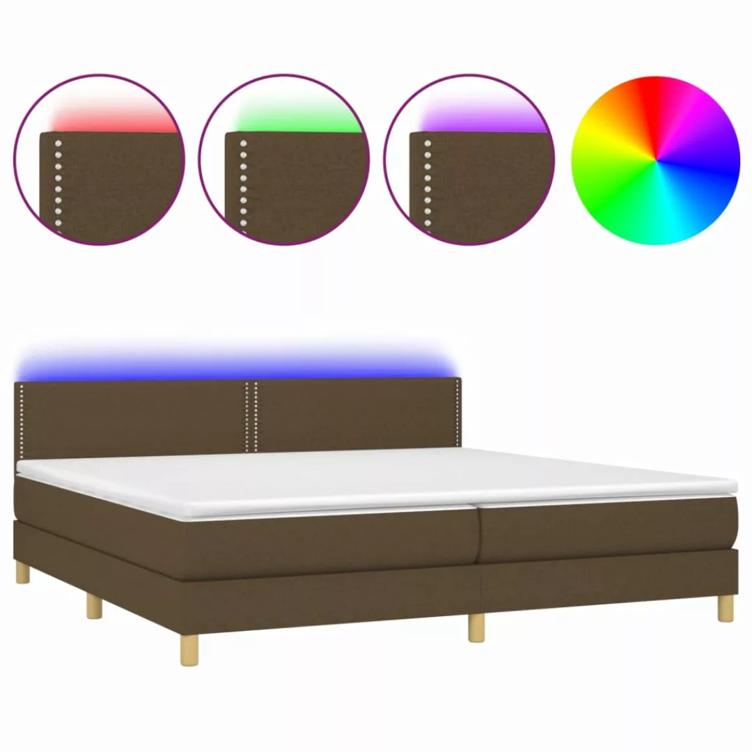 Vidaxl Boxspringbett Mit Matratze & Led Dunkelbraun 200x200 Cm Stoff günstig online kaufen