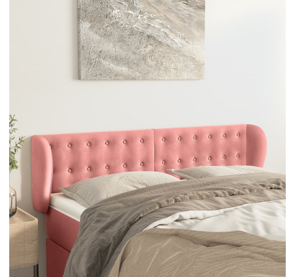 vidaXL Bett, Kopfteil mit Ohren Rosa 147x23x78/88 cm Samt günstig online kaufen