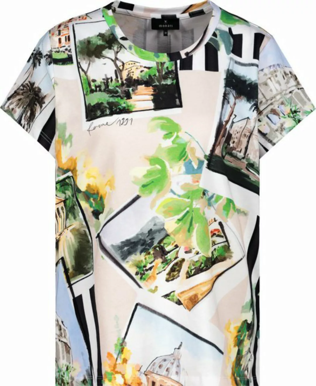 Monari Rundhalsshirt im Batikmuster mit Glitzersteinen günstig online kaufen