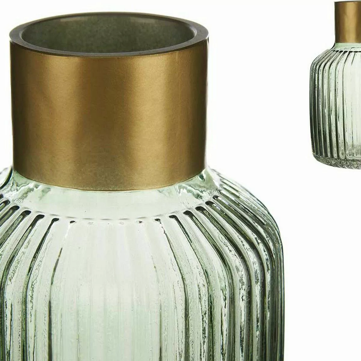 Vase Streifen Golden Grün Glas (14,5 X 22 X 14,5 Cm) günstig online kaufen