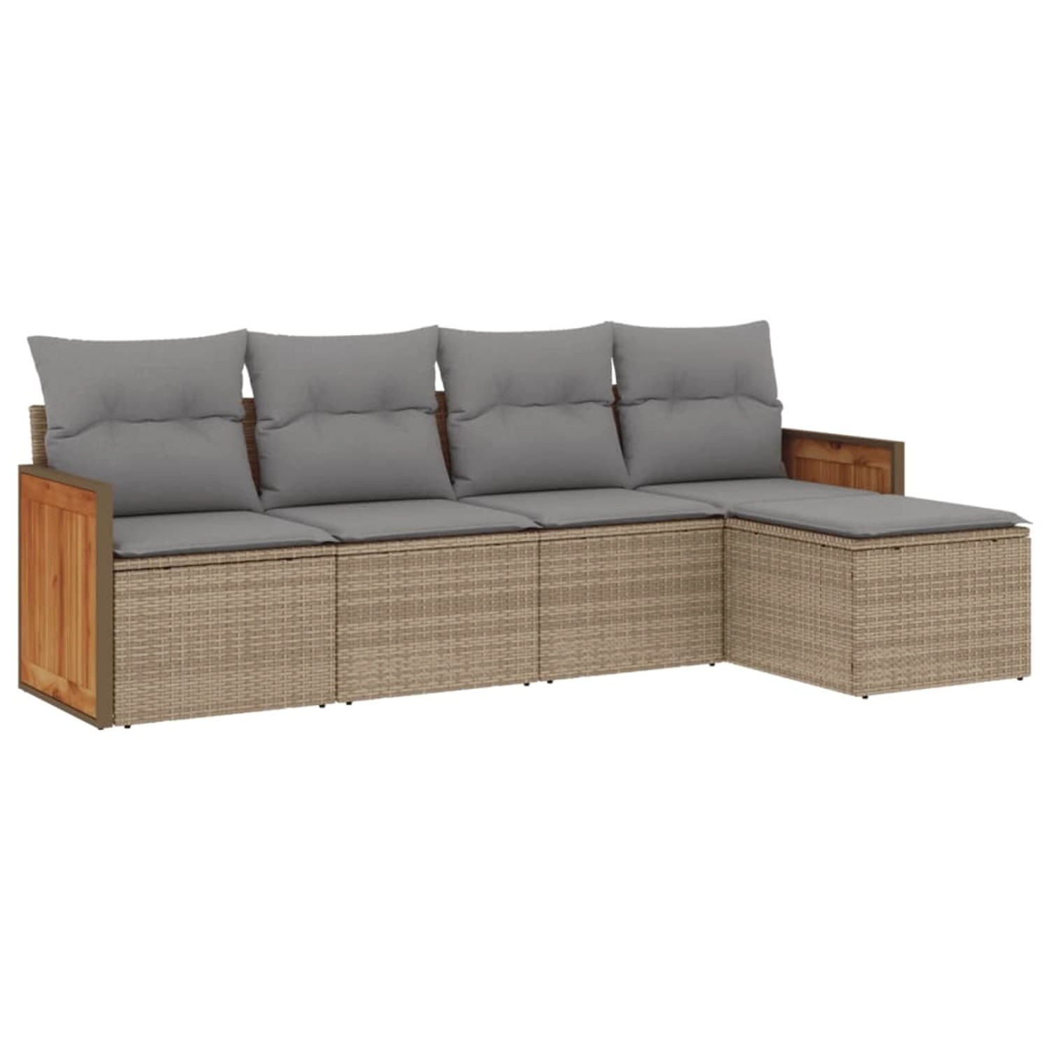 vidaXL 5-tlg Garten-Sofagarnitur mit Kissen Beige Poly Rattan Modell 116 günstig online kaufen